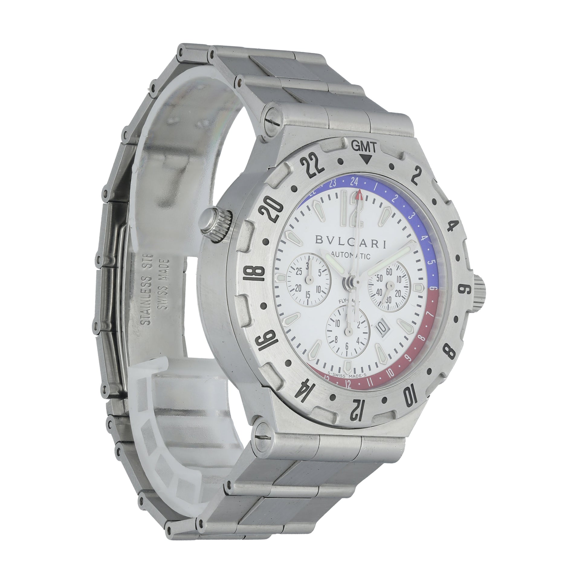 Bvlgari Diagono GMT40SVG Fly Back Pepsi Bezel Mens Watch - Wristwatch