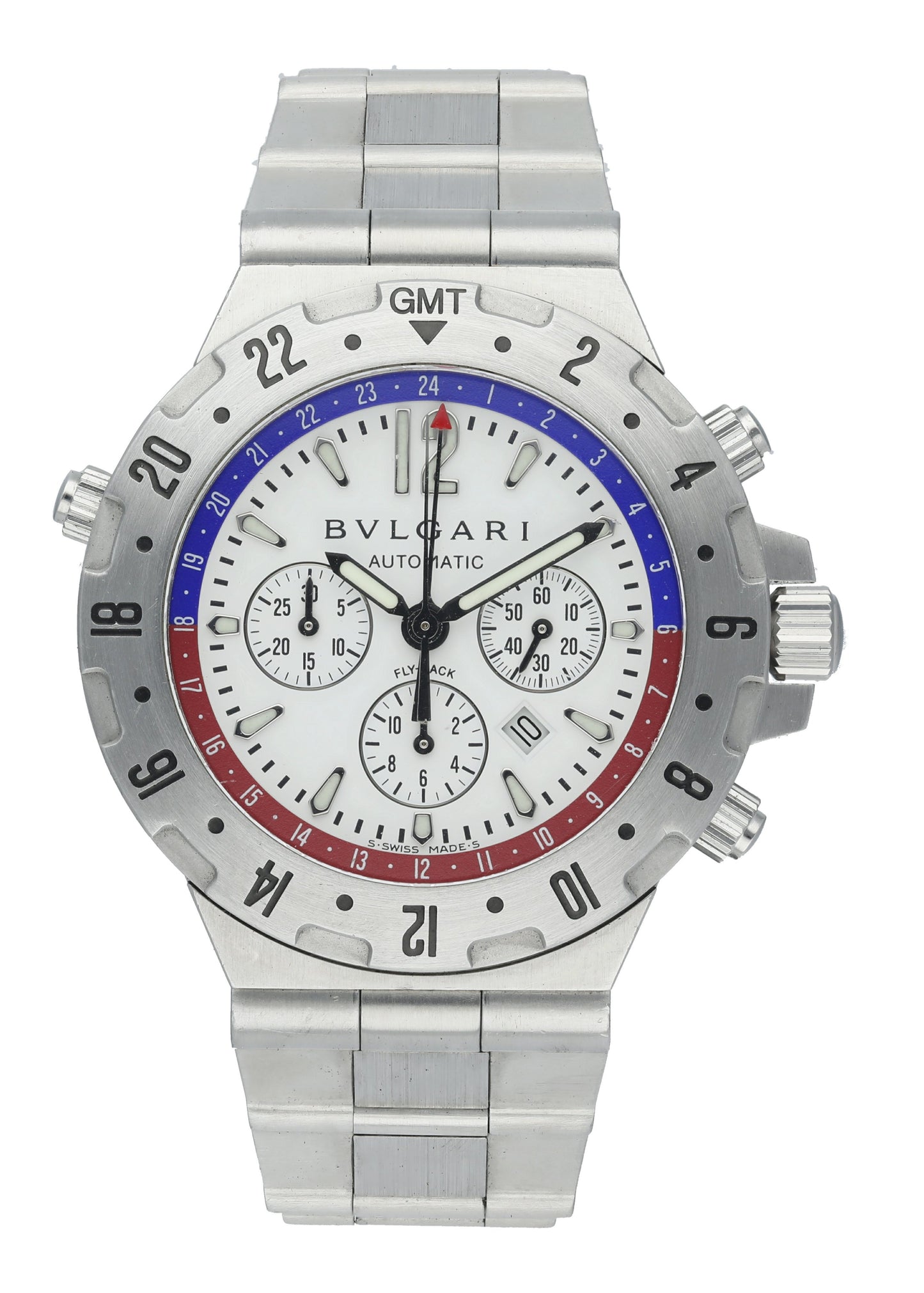 Bvlgari Diagono GMT40SVG Fly Back Pepsi Bezel Mens Watch - Wristwatch