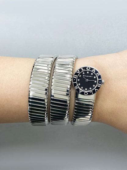 Bvlgari Serpenti Tubogas BB 19 1TS Diamond Dial Steel Ladies Watch