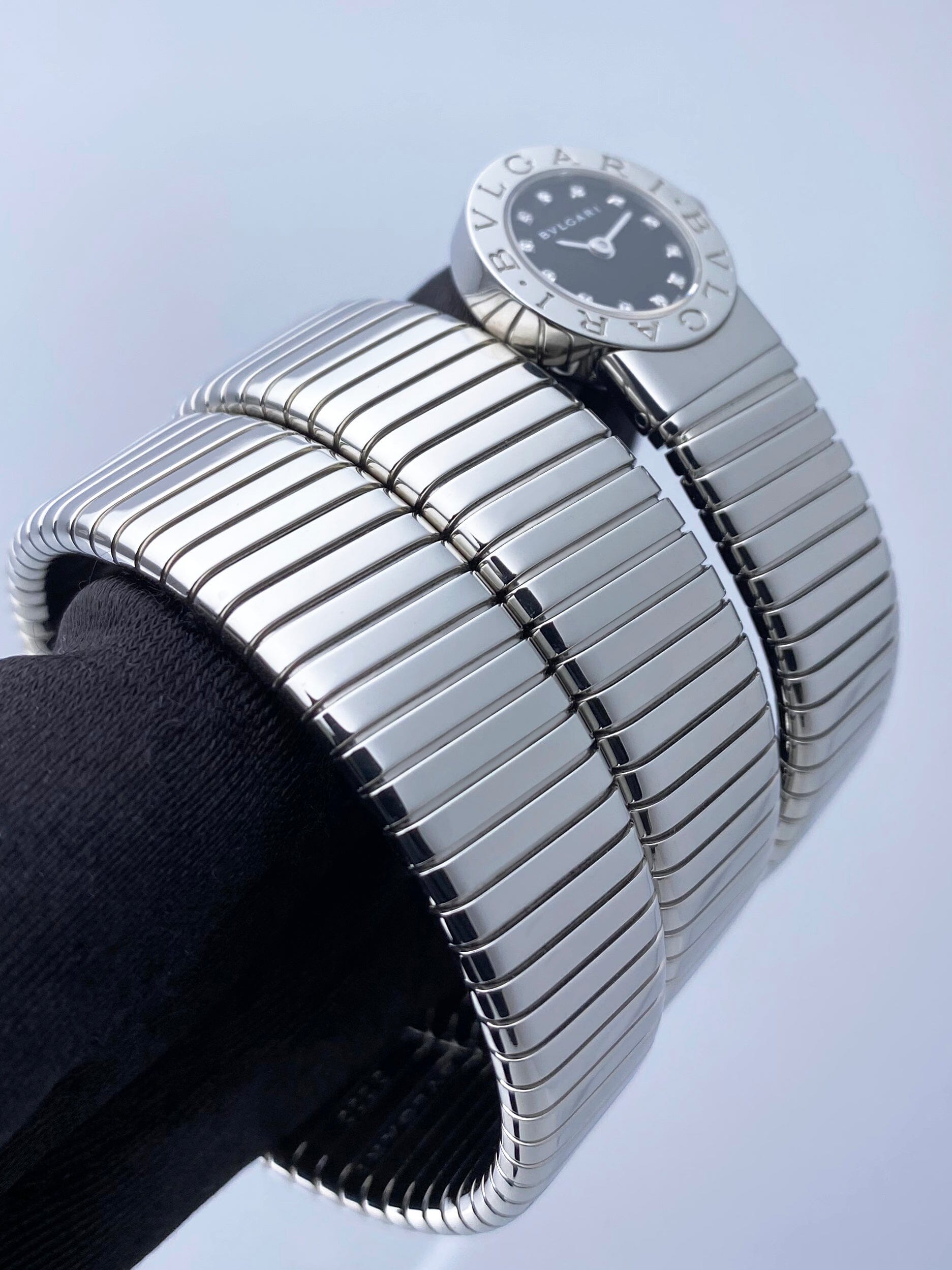 Bvlgari Serpenti Tubogas BB 19 1TS Diamond Dial Steel Ladies Watch
