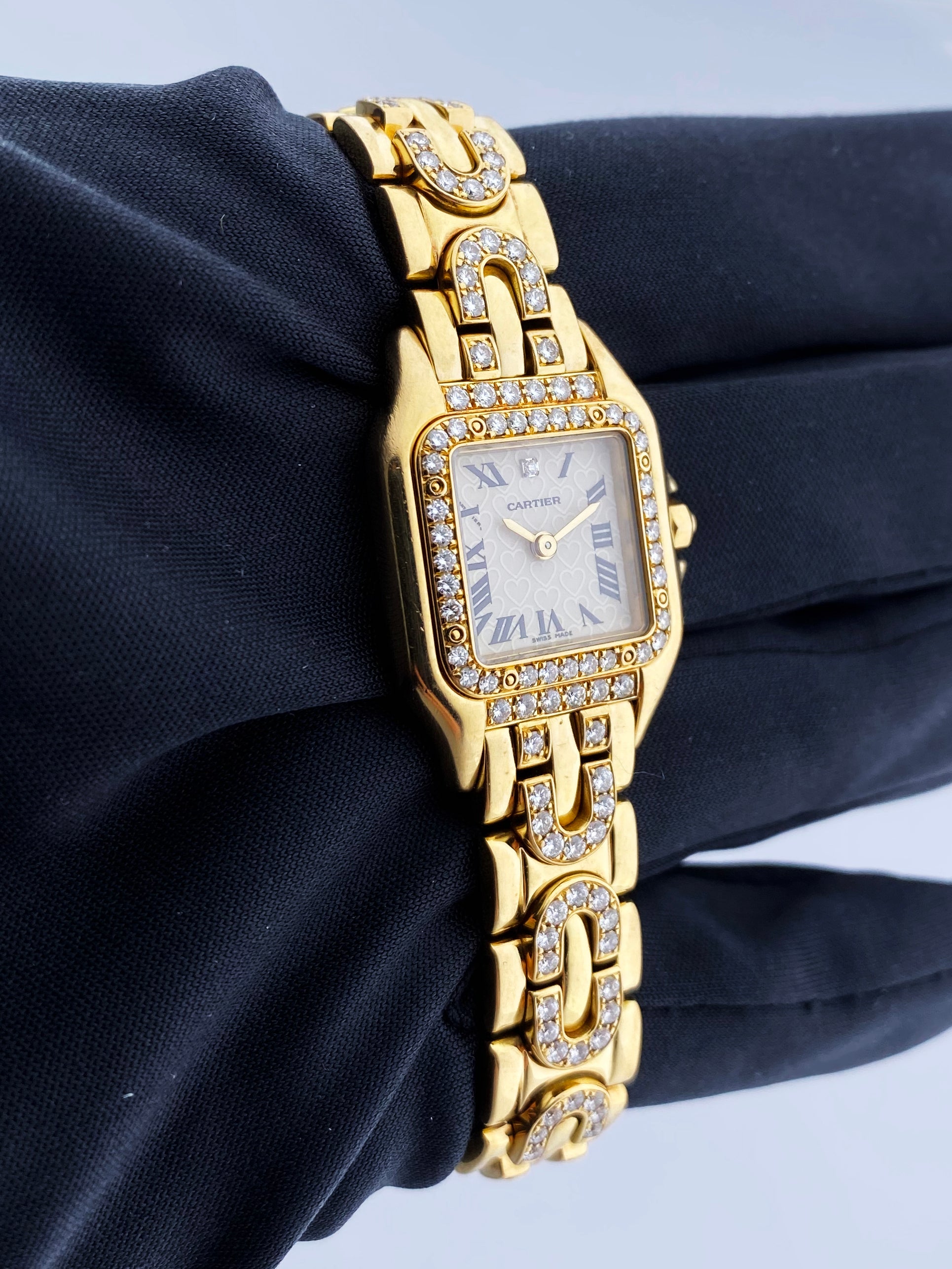 Cartier 1280/2 18K Yellow Gold & Diamond Ladies Watch