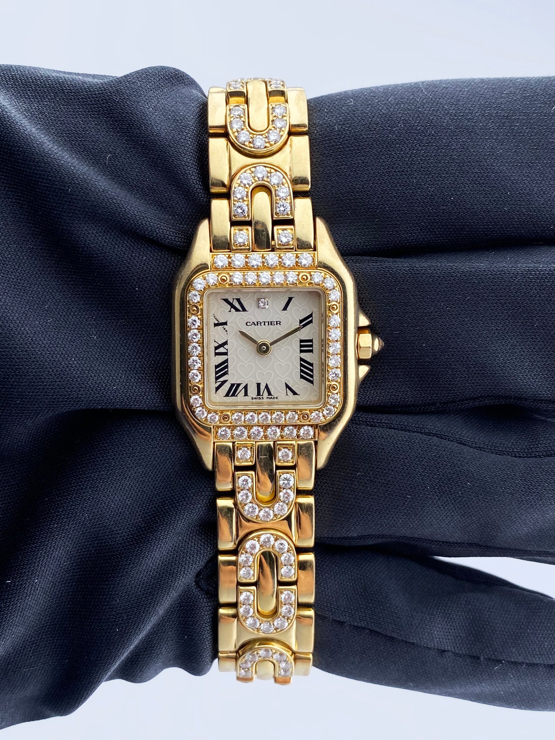 Cartier 1280/2 18K Yellow Gold & Diamond Ladies Watch