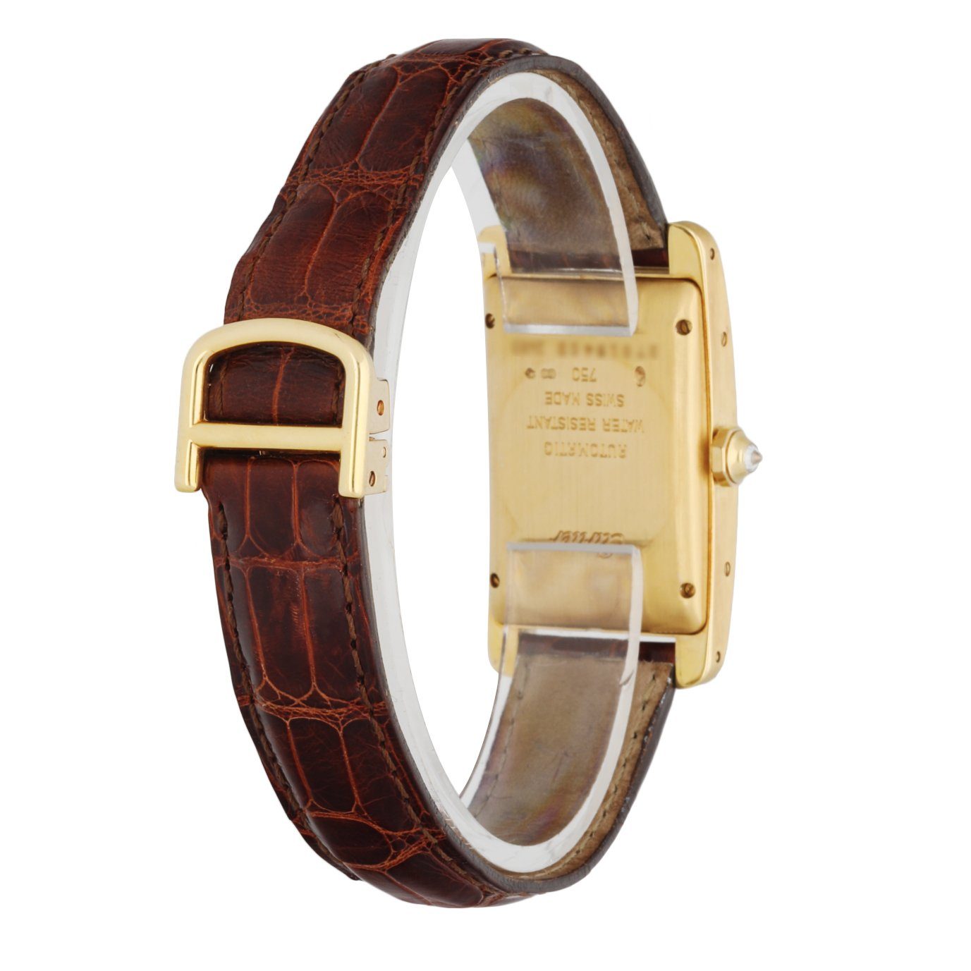 Cartier Tank Americaine 2483 Diamond Yellow Gold Ladies Watch Box Papers - Wristwatch