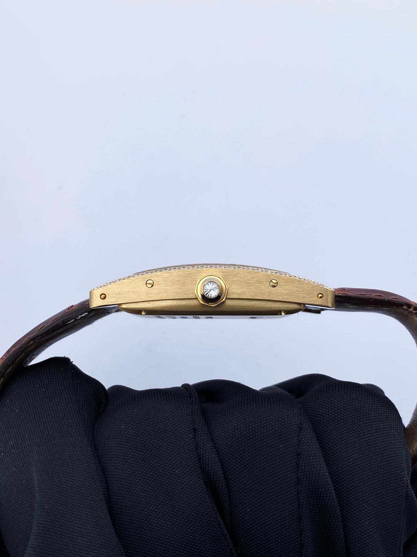 Cartier Tank Americaine 2483 Diamond Yellow Gold Ladies Watch Box Papers - Wristwatch