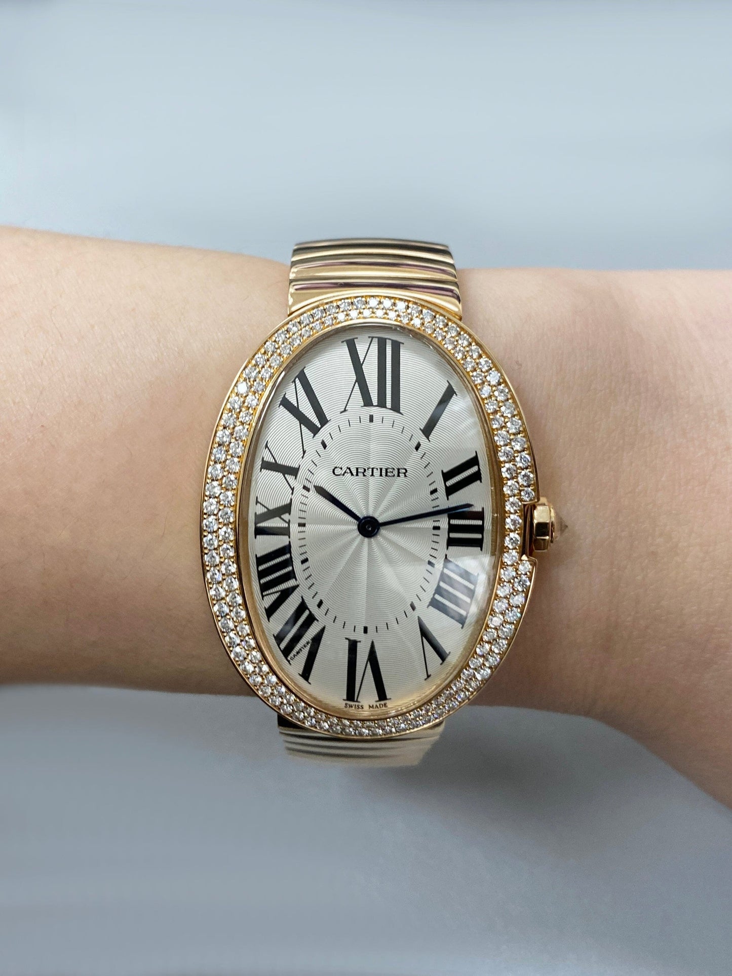 Cartier Baignoire Large WB520003 Diamond 18K Rose Gold Watch