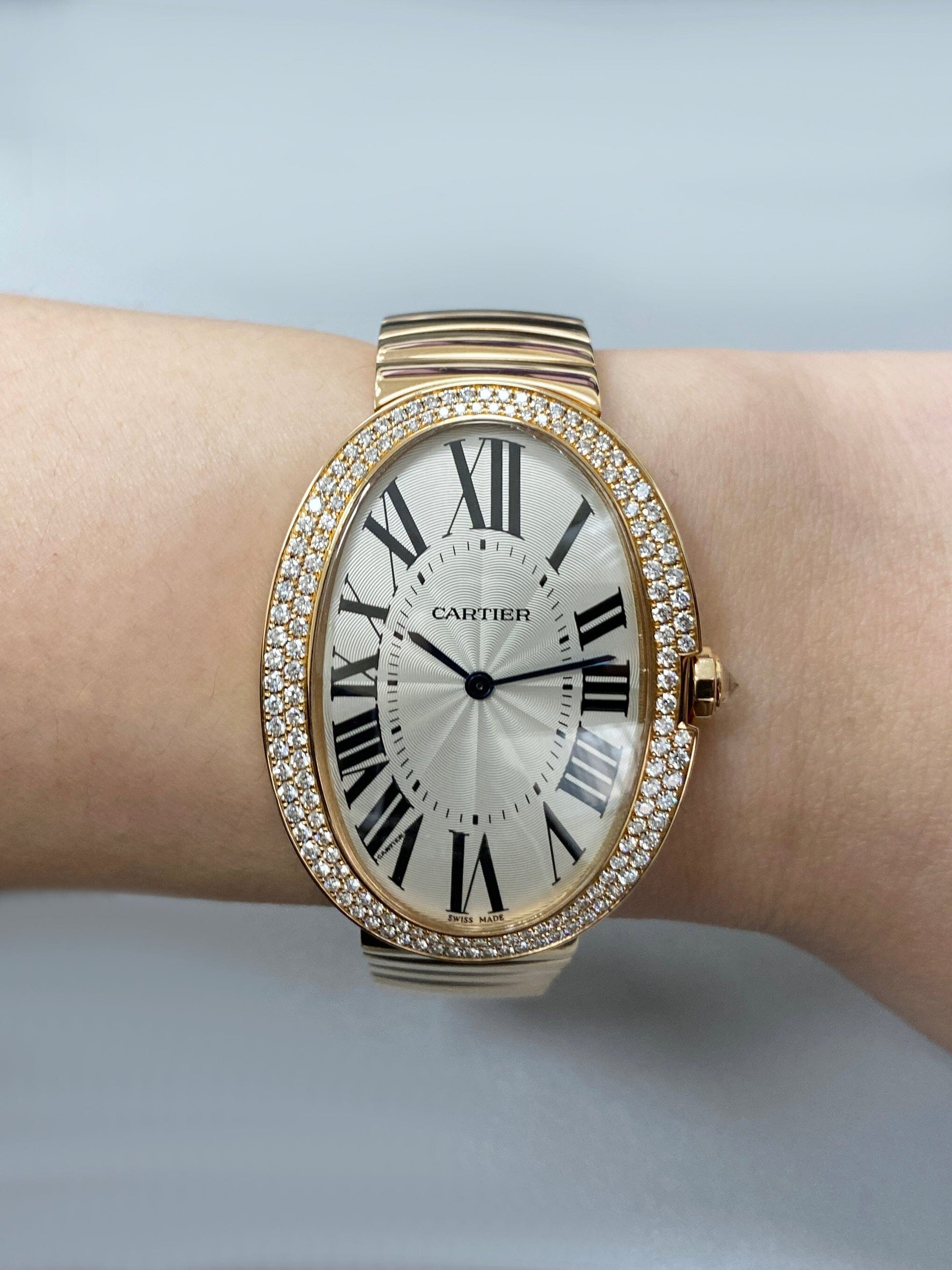Cartier Baignoire Large WB520003 Diamond 18K Rose Gold Watch
