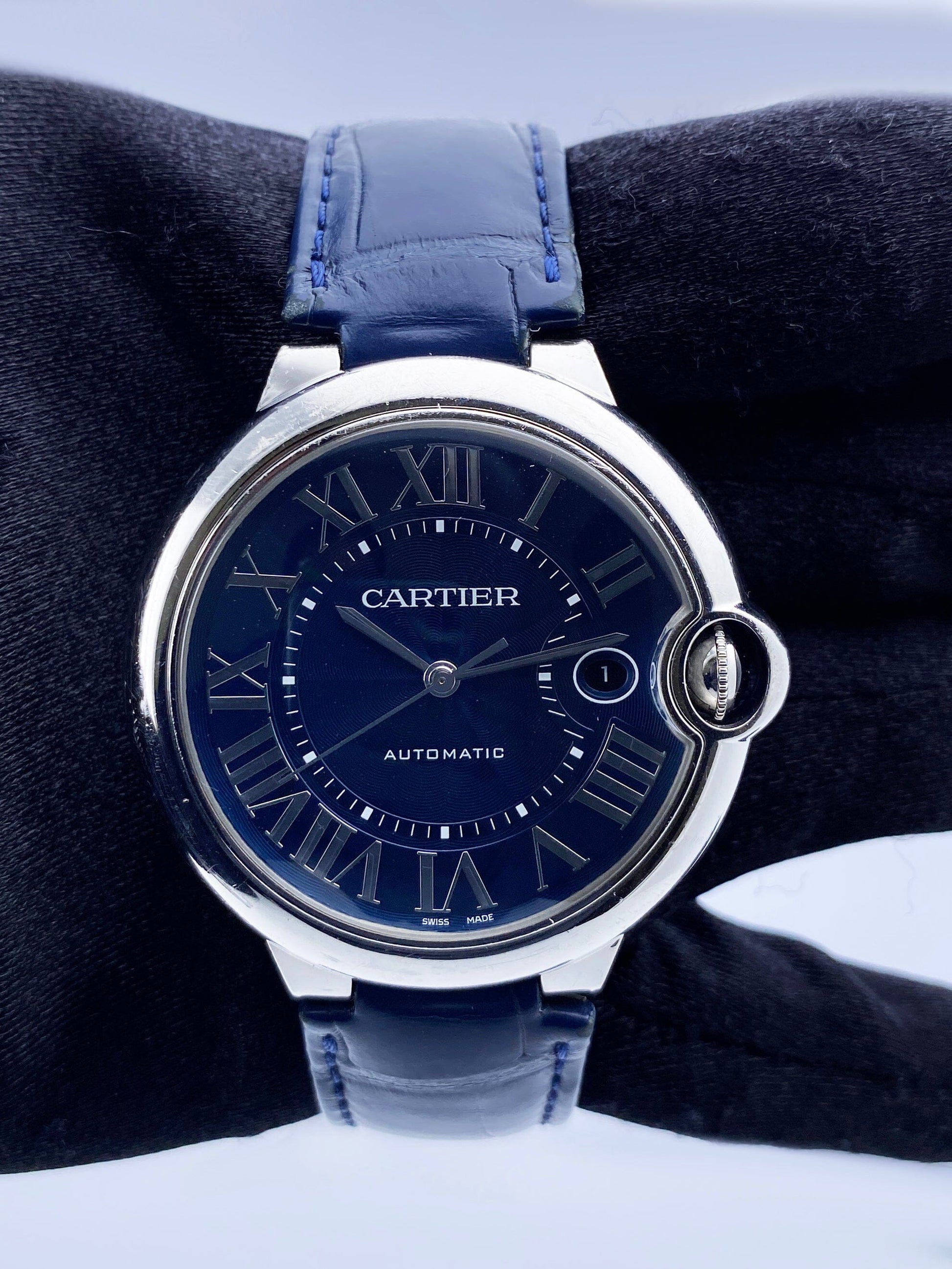 Cartier Ballon Bleu WSBB0025 Blue Dial Steel Mens Watch