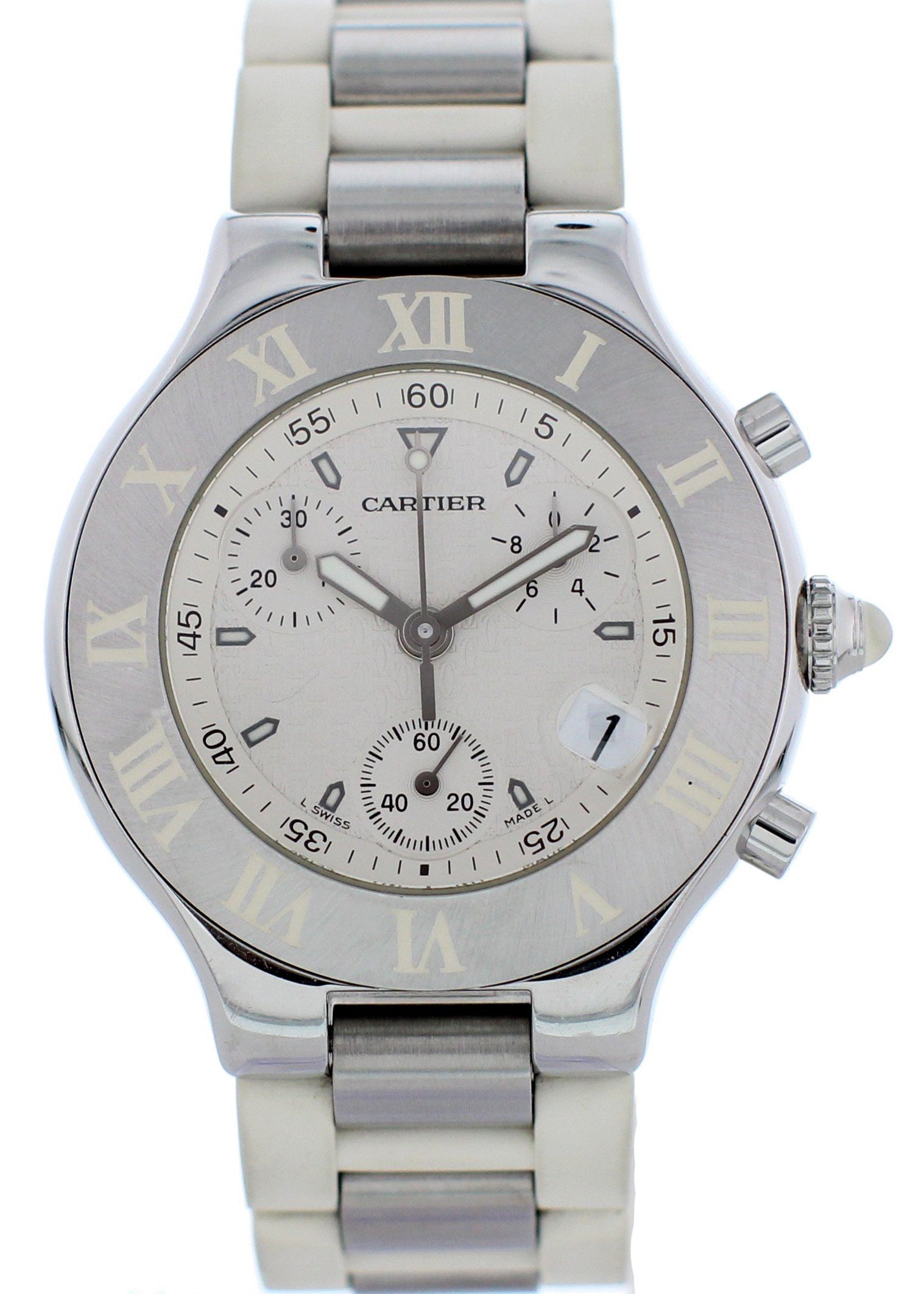 Cartier Chronoscaph 21 2424 Stainless Steel Watch - Wristwatch