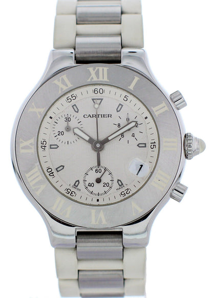 Cartier Chronoscaph 21 2424 Stainless Steel Watch - Wristwatch