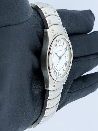 Cartier Cougar 1920/1 Steel White Dial Automatic Mens Watch - Wristwatch