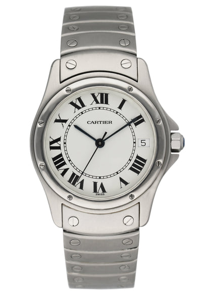 Cartier Cougar 1920/1 Steel White Dial Automatic Mens Watch - Wristwatch