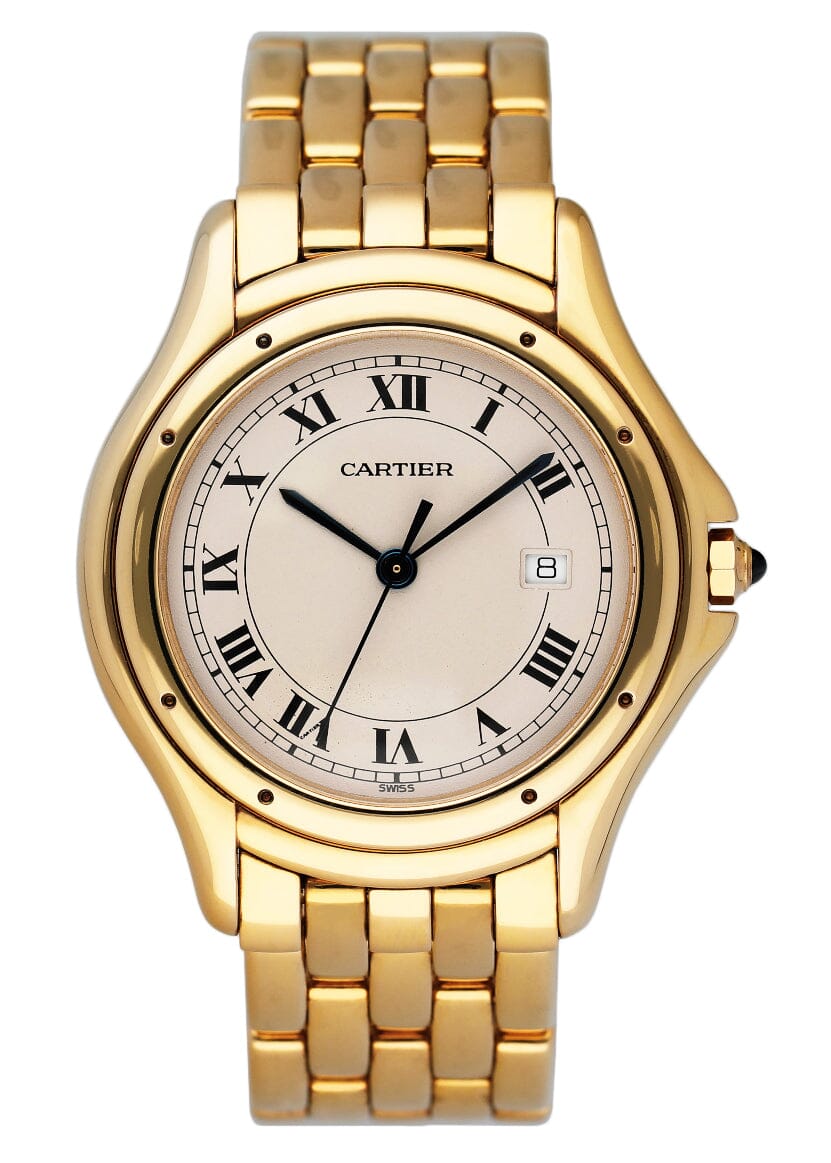 Cartier Cougar Figaro W25013B9 18k Yellow Gold Watch - Wristwatch
