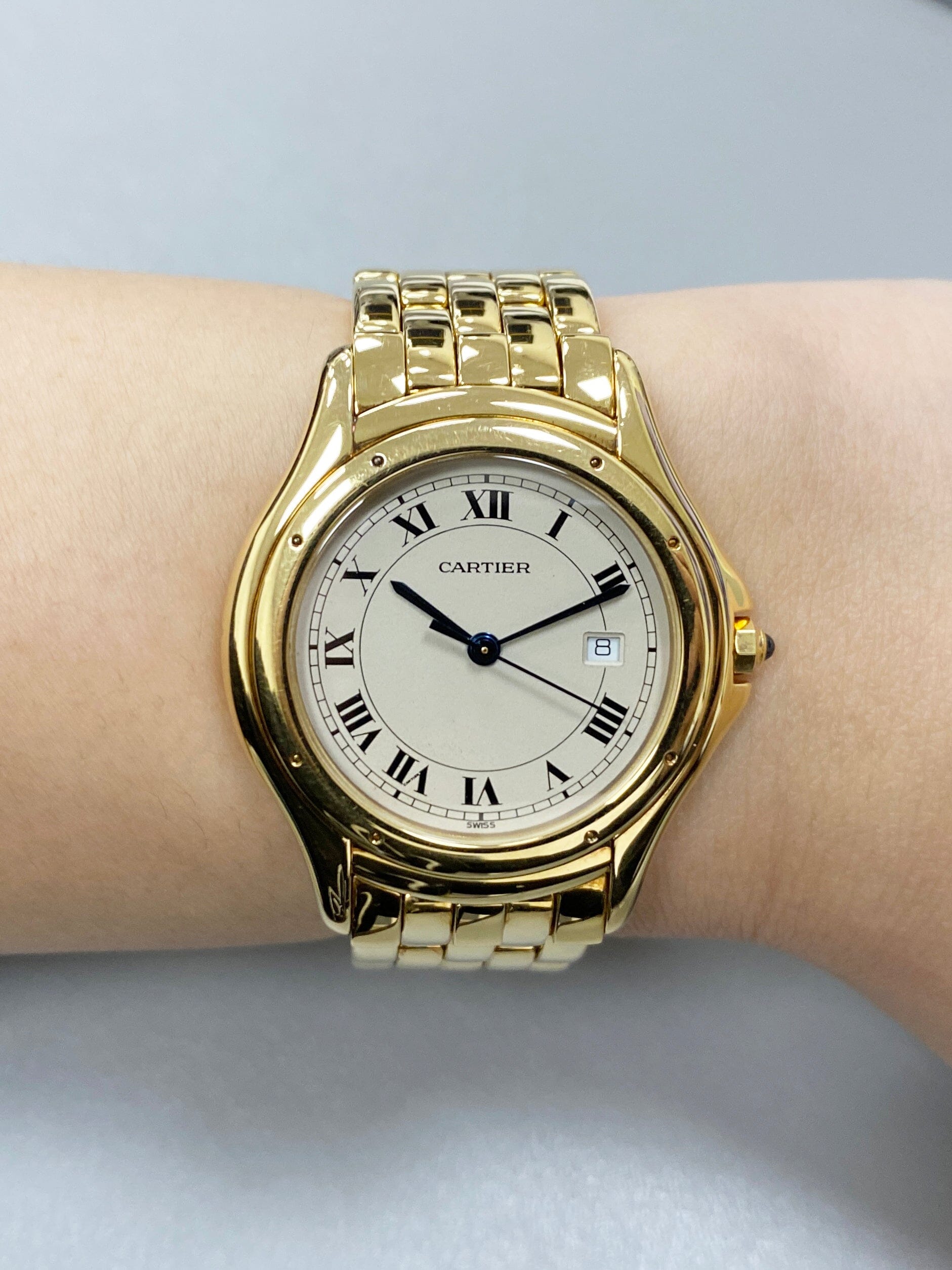 Cartier Cougar Figaro W25013B9 18k Yellow Gold Watch - Wristwatch
