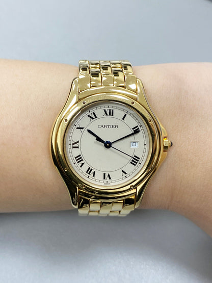 Cartier Cougar Figaro W25013B9 18k Yellow Gold Watch - Wristwatch