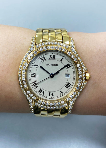 Cartier Cougar WF8006B9 Diamond 18K Yellow Gold Watch - Wristwatch