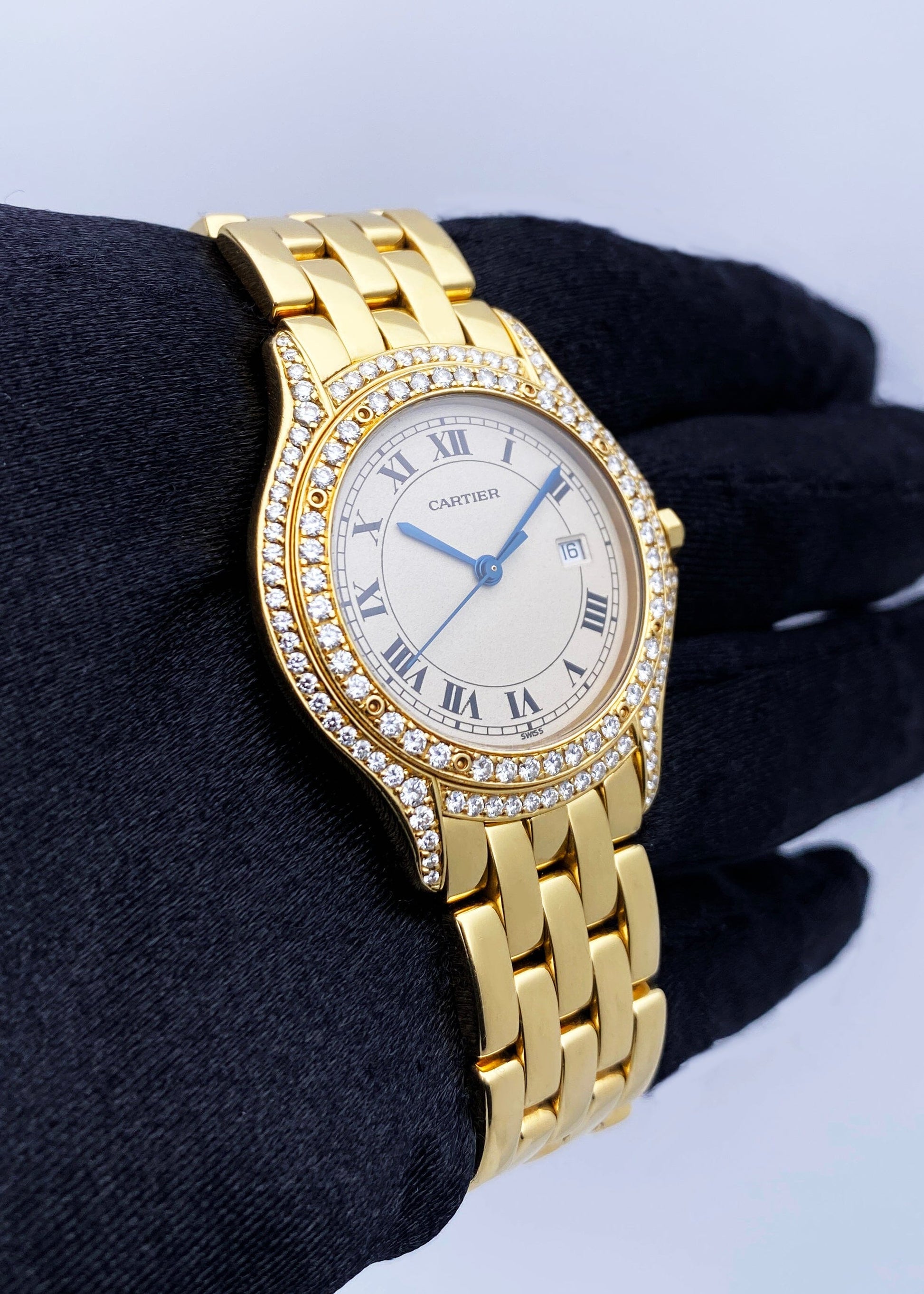 Cartier Cougar WF8006B9 Diamond 18K Yellow Gold Watch - Wristwatch