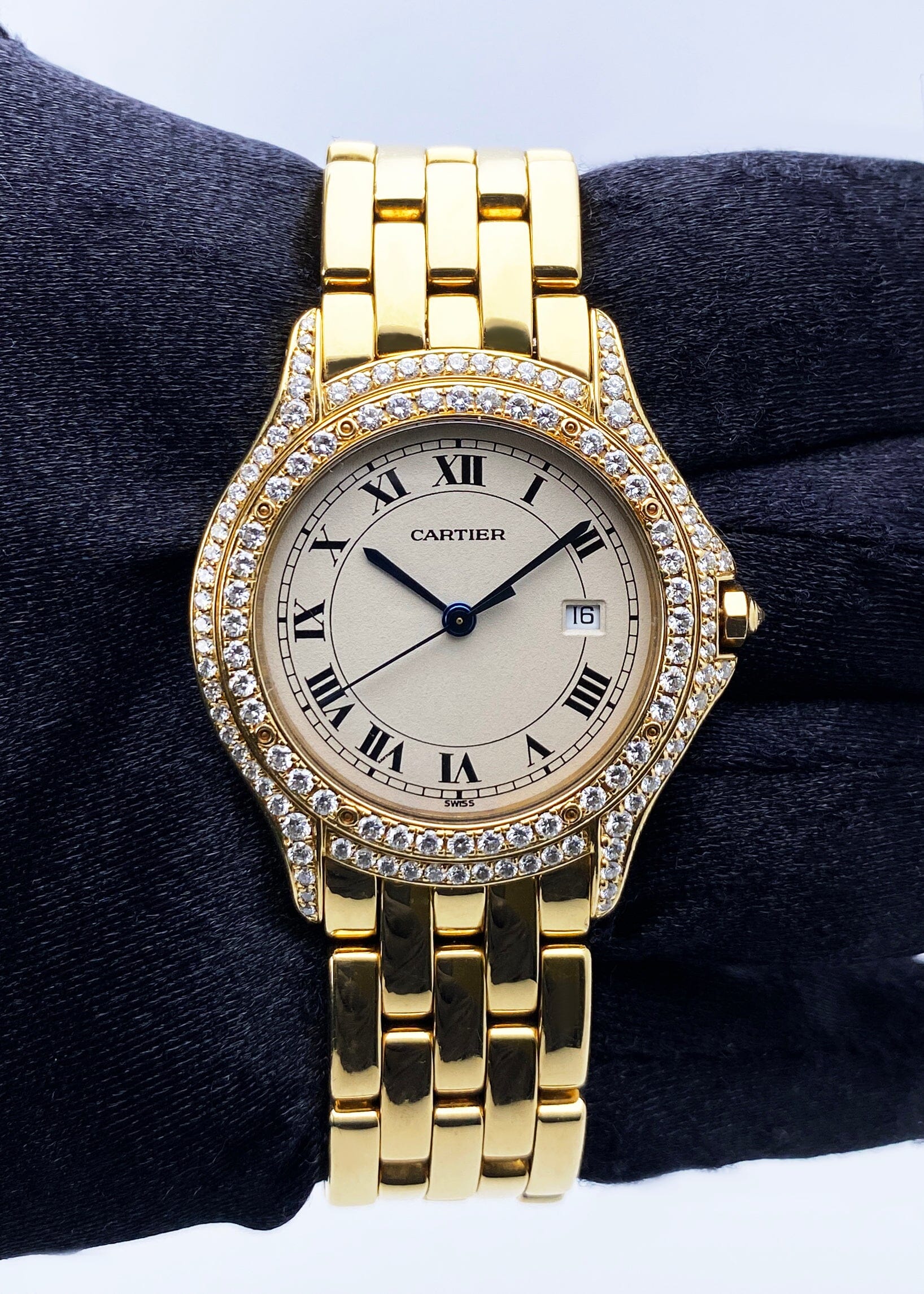 Cartier Cougar WF8006B9 Diamond 18K Yellow Gold Watch - Wristwatch