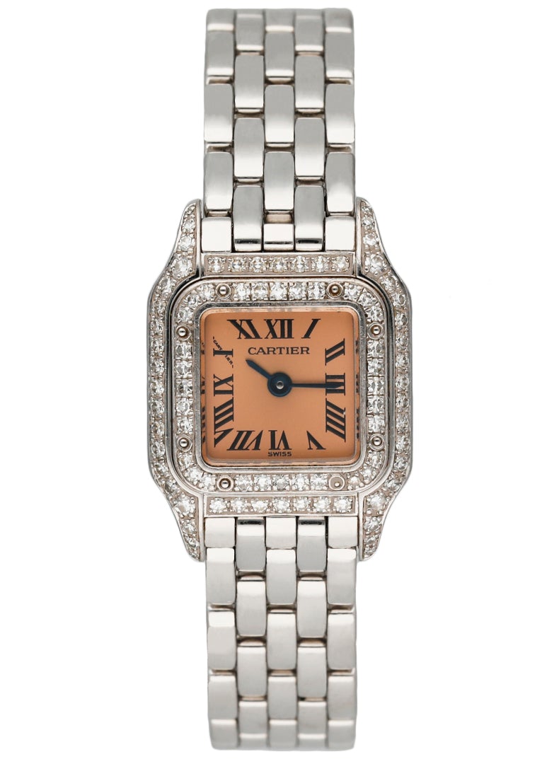 Cartier Mini 2363 18K White Gold & Diamond Ladies Watch Box & Papers