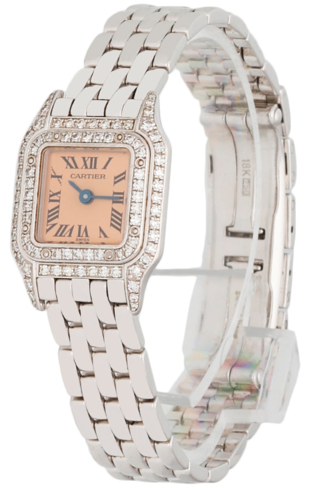 Cartier Mini 2363 18K White Gold & Diamond Ladies Watch Box & Papers