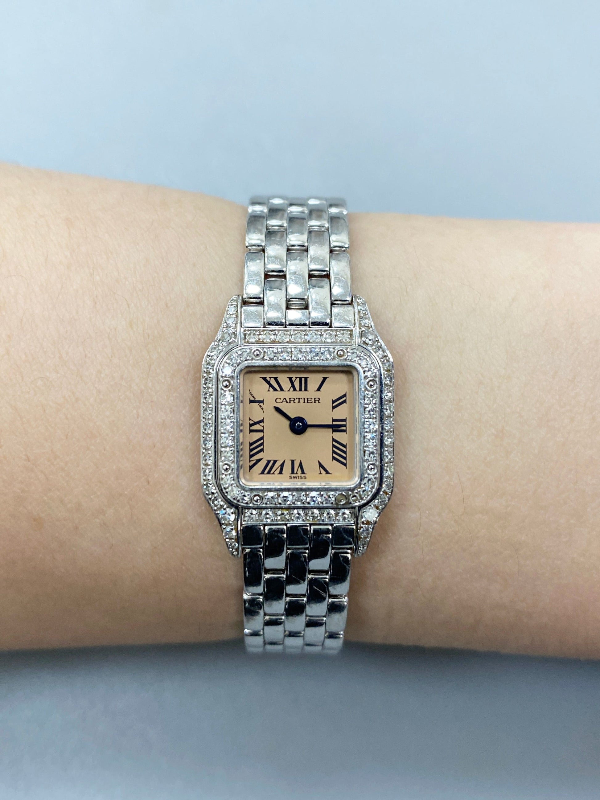 Cartier Mini WF3244F3/2363 18K White Gold Diamond Box & Papers