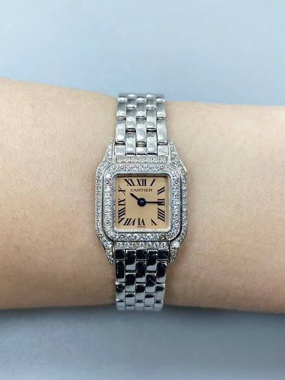 Cartier Mini WF3244F3/2363 18K White Gold Diamond Box & Papers