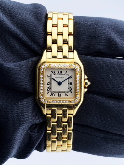 Cartier Panthere 1280 18K Yellow Gold Diamonds Ladies Watch Box Papers - Virtual