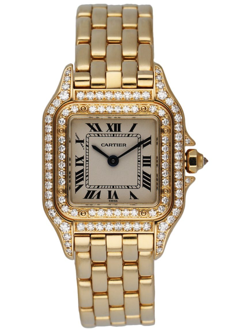Cartier Panthere 1280-2 18K yellow Gold Diamonds Ladies Watch Box & Papers