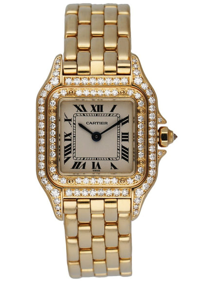 Cartier Panthere 1280-2 18K yellow Gold Diamonds Ladies Watch Box & Papers