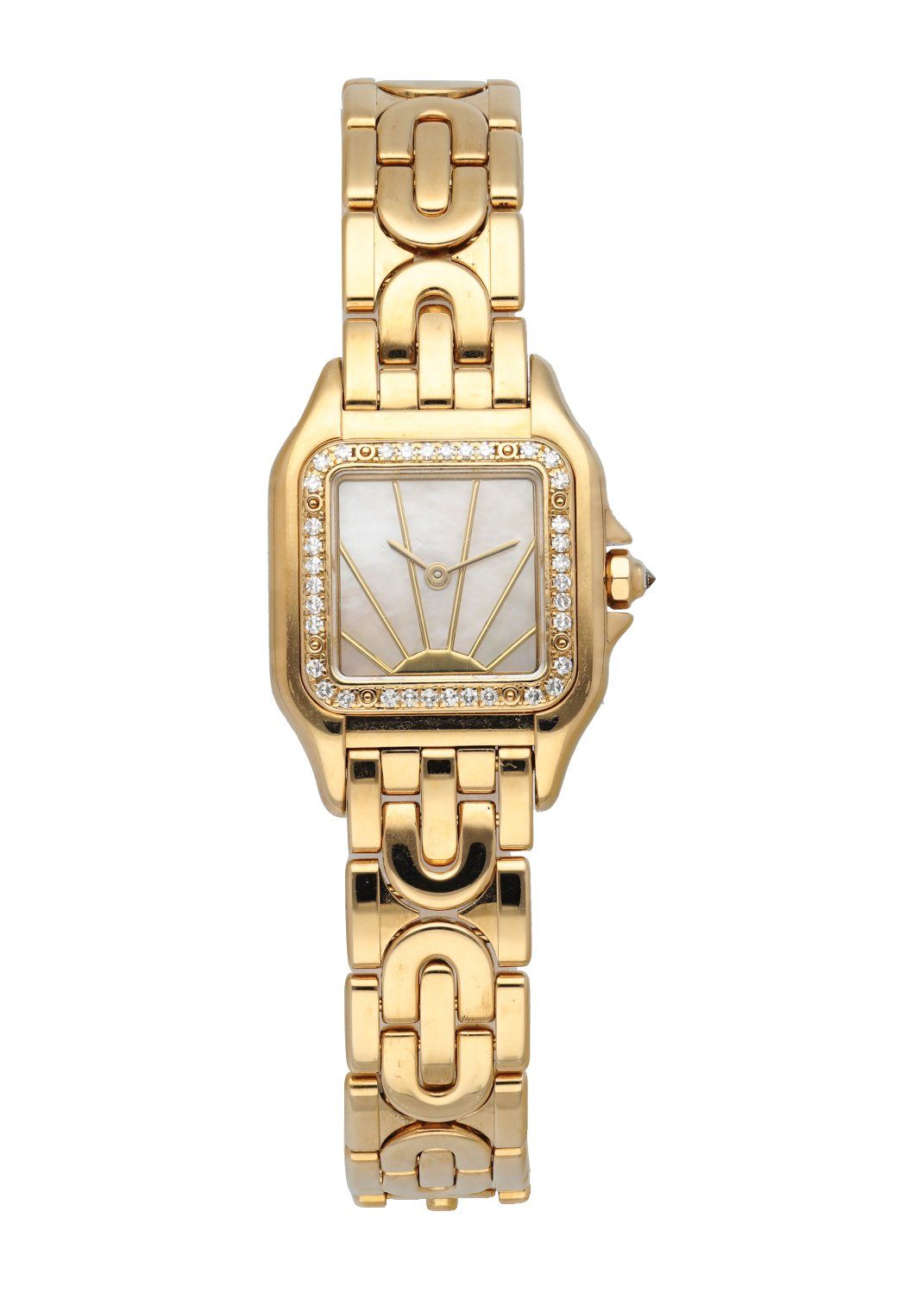 Cartier Panthere 1280 MOP Sunrise Dial Yellow Gold Ladies Diamond Watch - Virtual