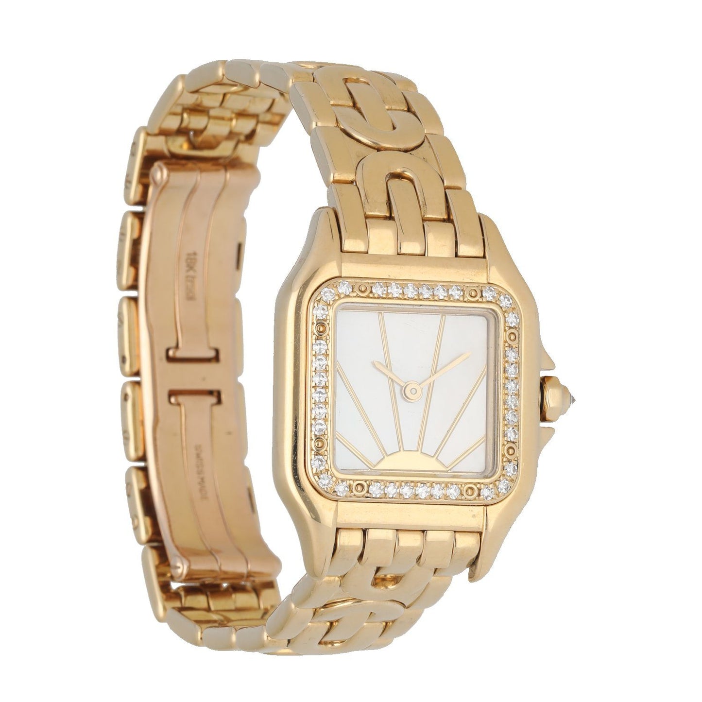 Cartier Panthere 1280 MOP Sunrise Dial Yellow Gold Ladies Diamond Watch - Virtual