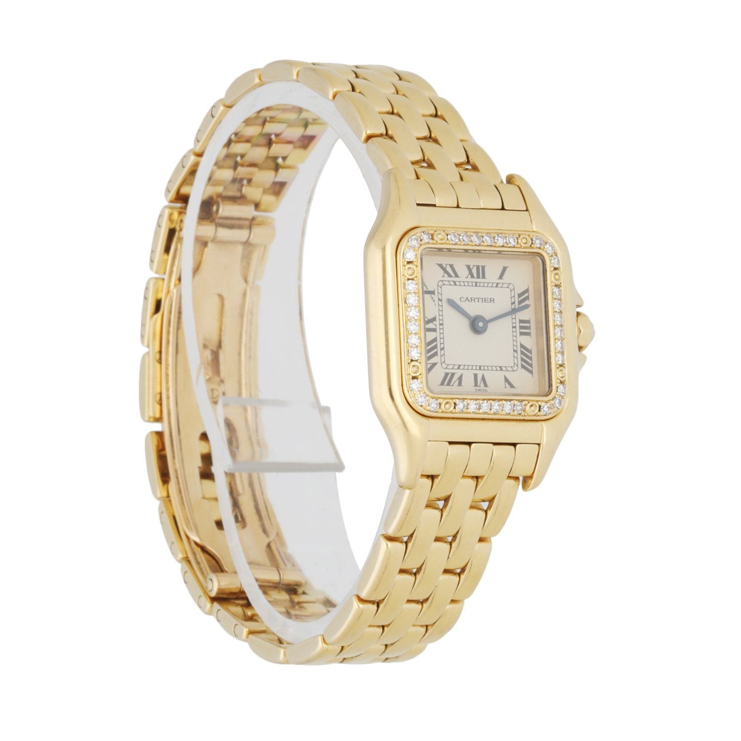 Cartier Panthere 128000M 18K yellow Gold Diamond Bezel Ladies Watch - Wristwatch