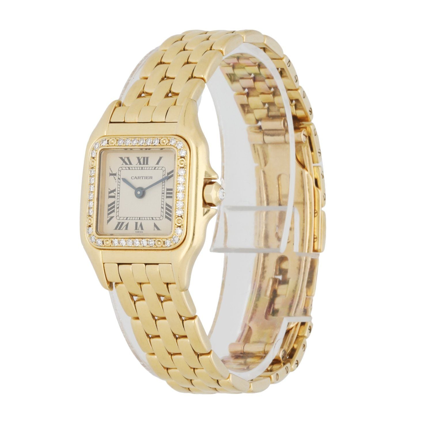 Cartier Panthere 128000M 18K yellow Gold Diamond Bezel Ladies Watch - Wristwatch