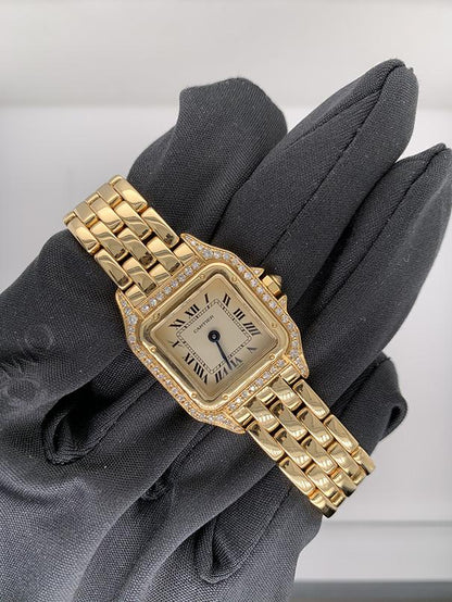 Cartier Panthere 128000M 18K Yellow Gold Ladies Diamonds Watch Box & Paper - Wristwatch