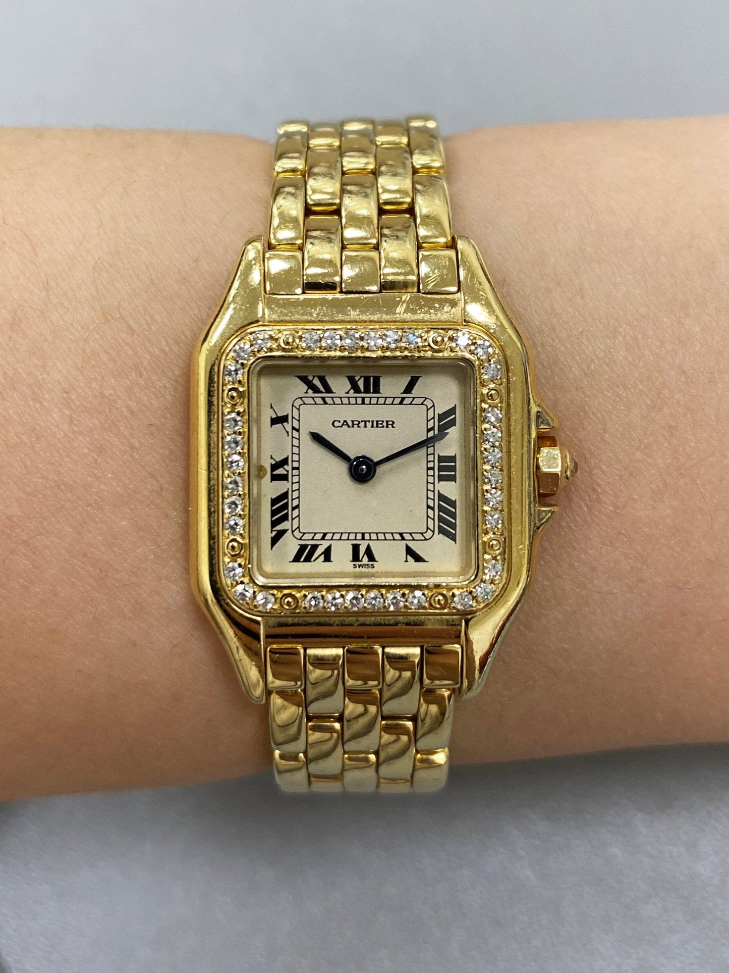 Cartier Panthere 18K Diamond Bezel Ladies Watch