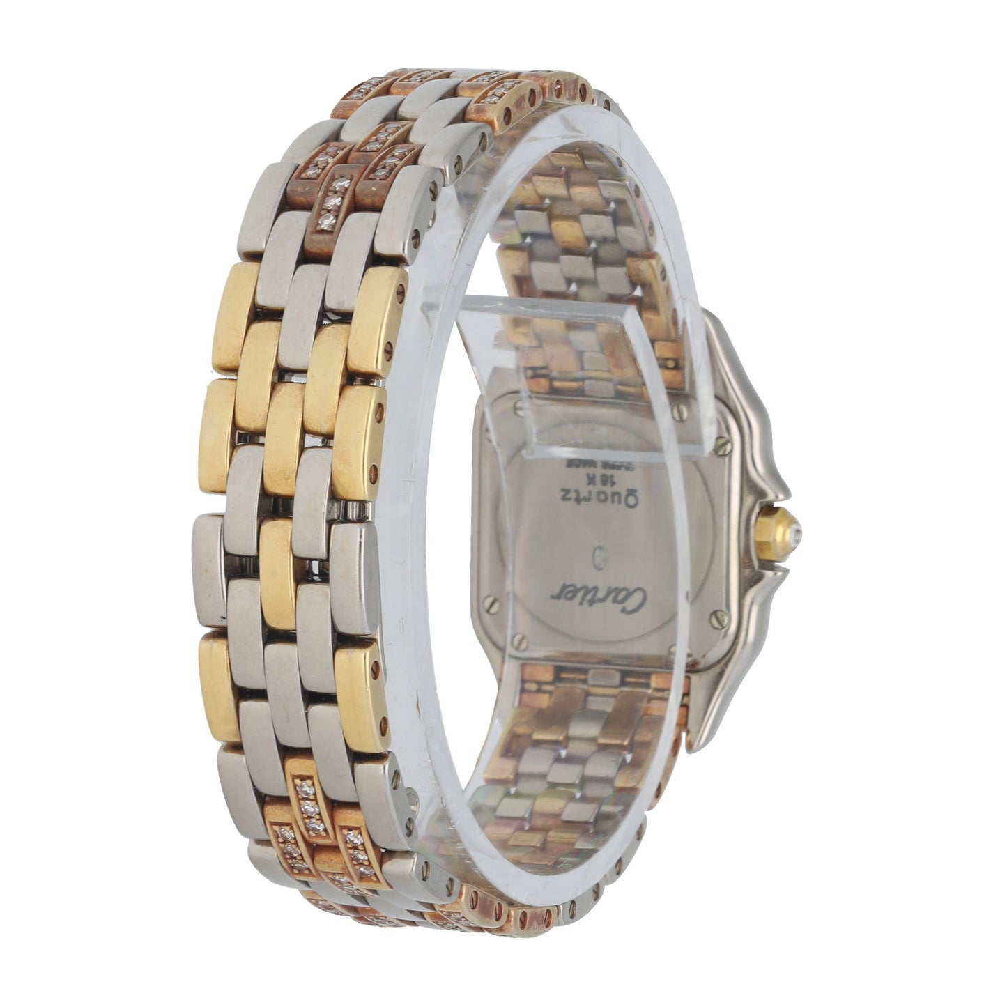 Cartier Panthere 18K White Gold & Rose Factory Set Diamonds Ladies Watch - Virtual