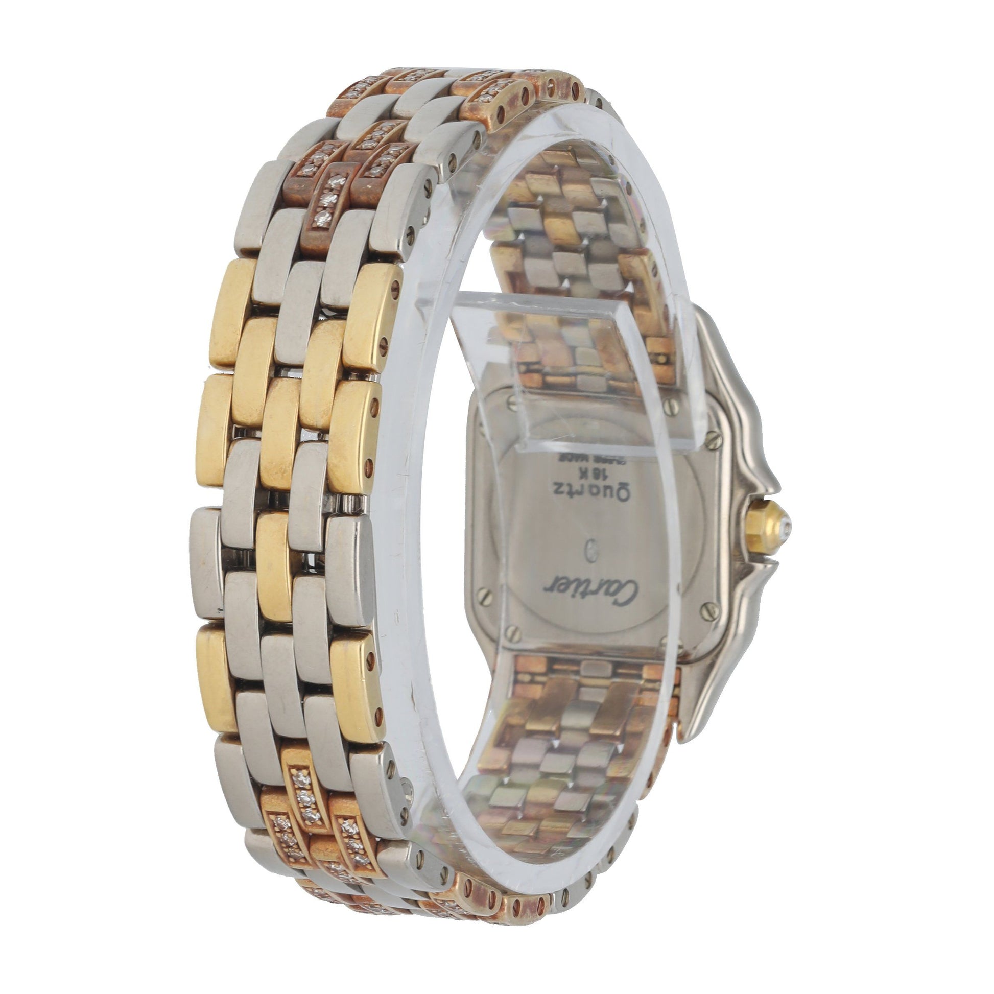 Cartier Panthere 18K White Gold & Rose Factory Set Diamonds Ladies Watch - Virtual