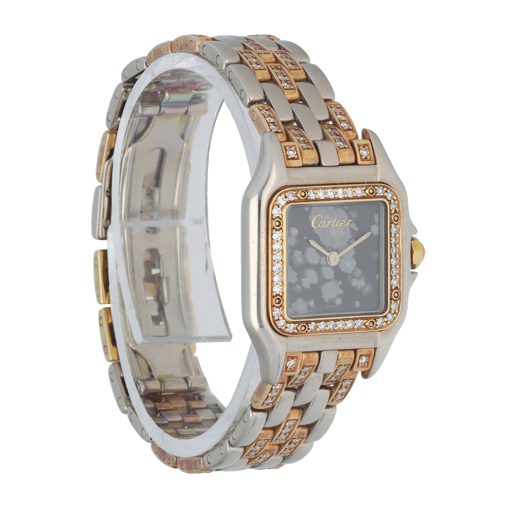 Cartier Panthere 18K White Gold & Rose Factory Set Diamonds Ladies Watch - Virtual