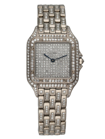 Cartier Panthere 18K White Gold Full Factory Diamonds - Wristwatch
