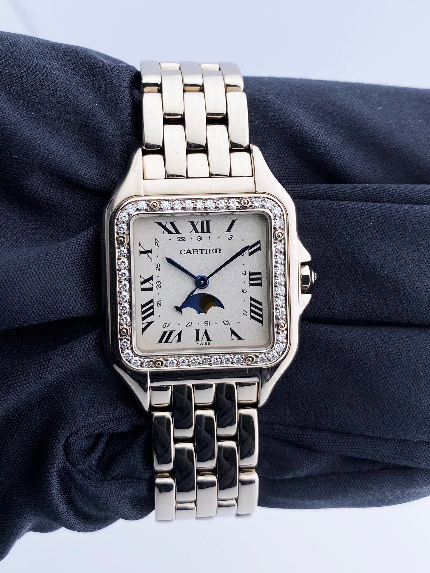 Cartier Panthere 18K White Gold Moon Phase Diamond Ladies Watch