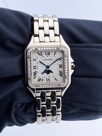Cartier Panthere 18K White Gold Moon Phase Diamond Ladies Watch