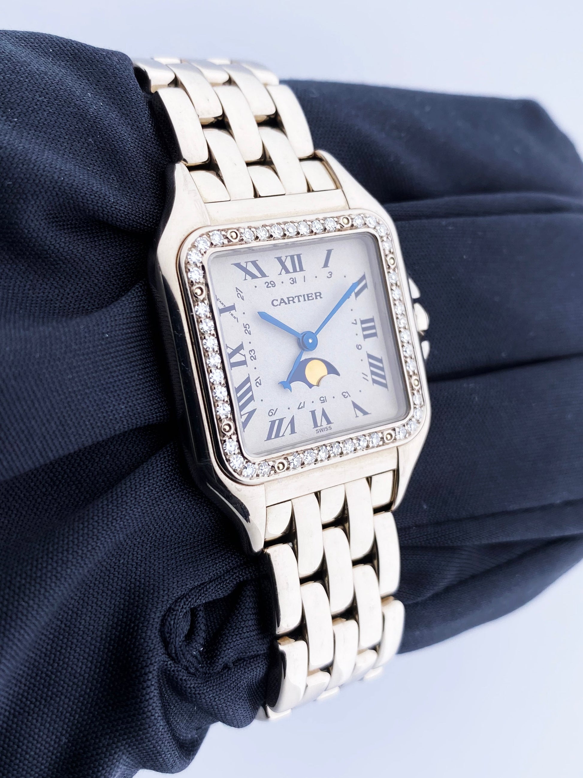 Cartier Panthere 18K White Gold Moon Phase Diamond Ladies Watch