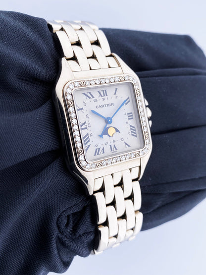 Cartier Panthere 18K White Gold Moon Phase Diamond Ladies Watch