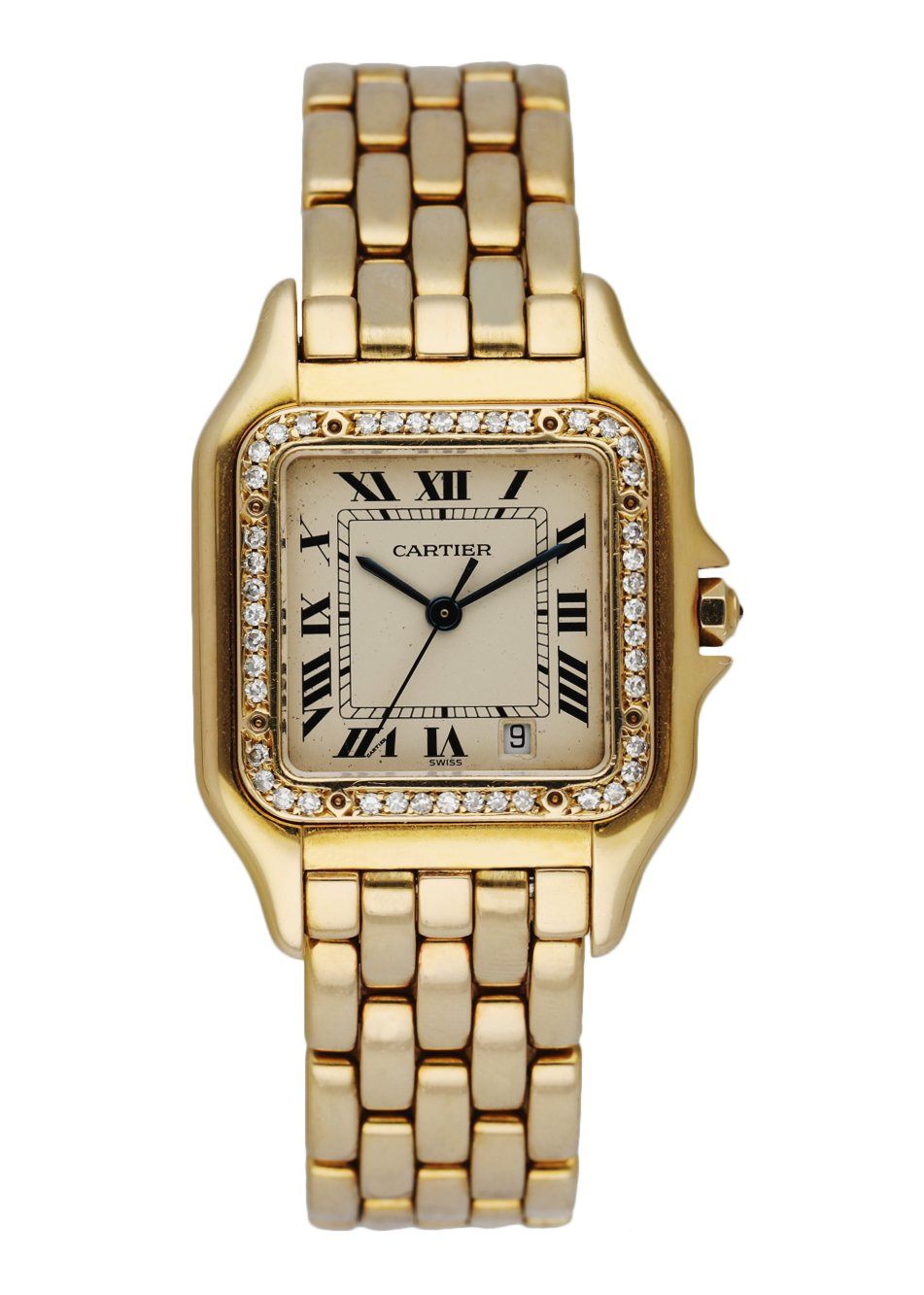 Cartier Panthere 18K Yellow Gold Diamond Bezel Midsize Watch - Wristwatch