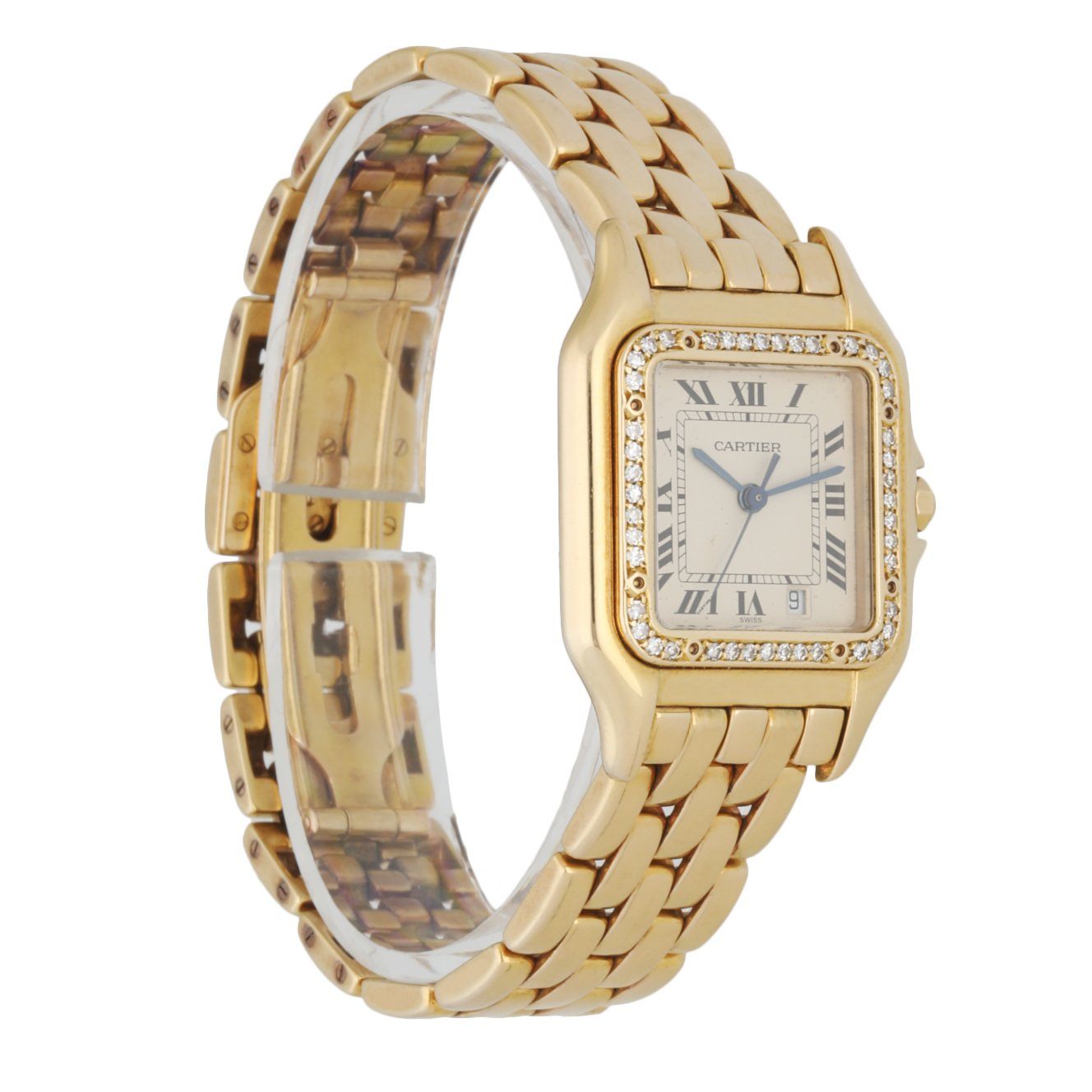 Cartier Panthere 18K Yellow Gold Diamond Bezel Midsize Watch - Wristwatch
