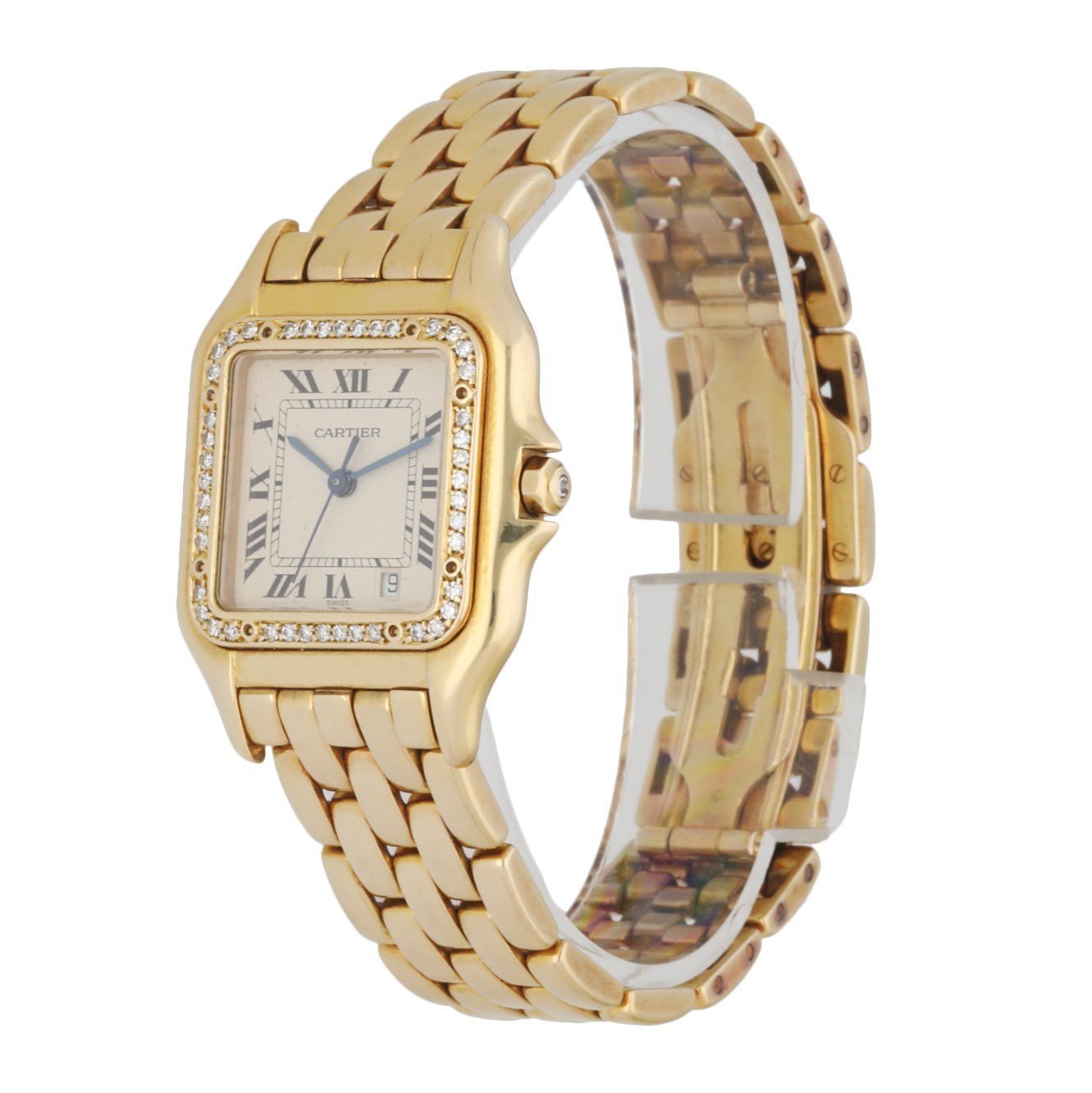 Cartier Panthere 18K Yellow Gold Diamond Bezel Midsize Watch - Wristwatch