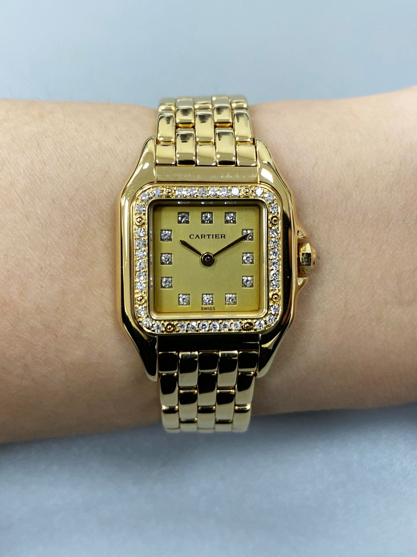 Cartier Panthere 8057915 18K Yellow Gold & Diamonds Set Ladies Watch - Wristwatch
