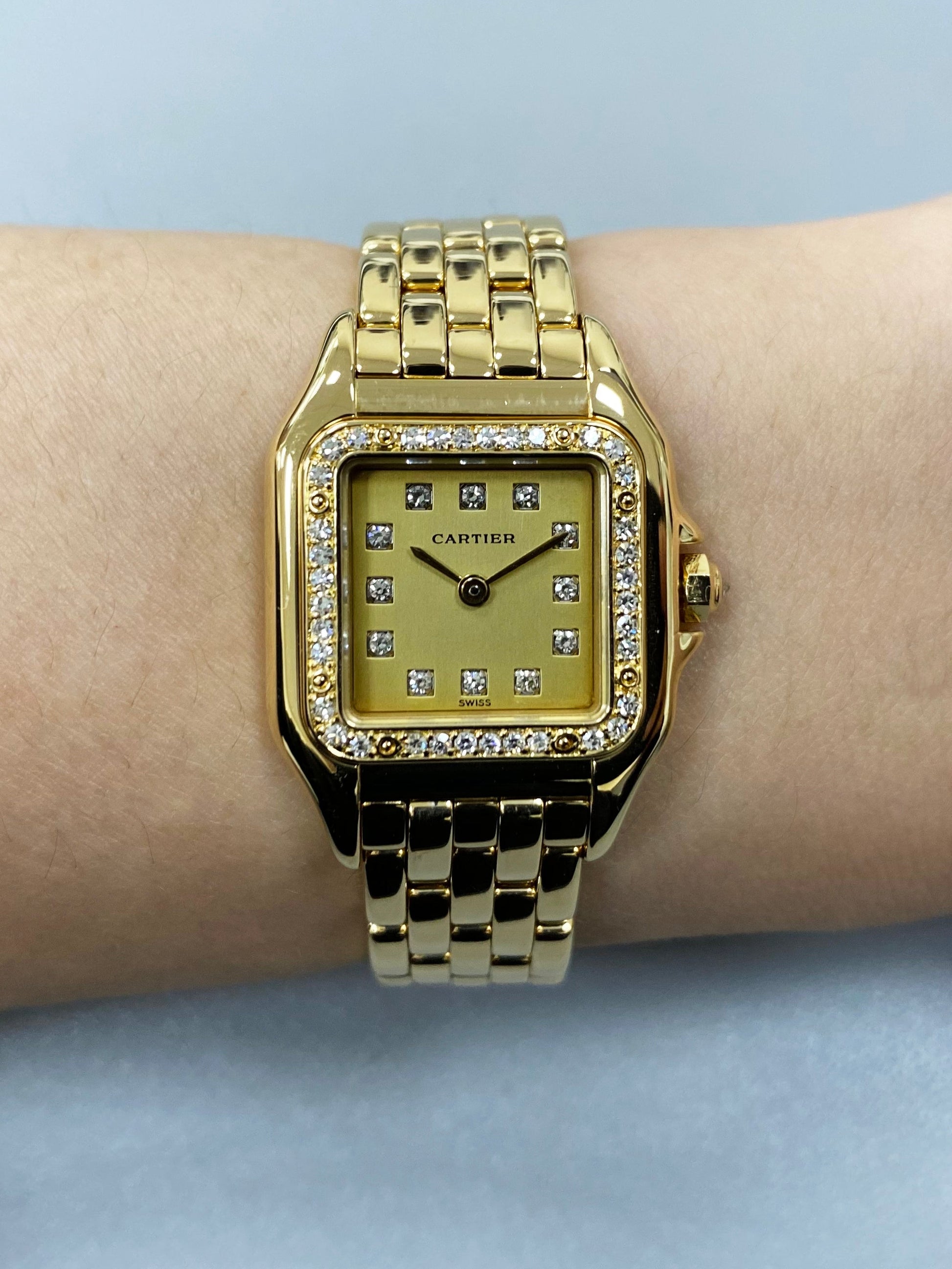 Cartier Panthere 8057915 18K Yellow Gold & Diamonds Set Ladies Watch - Wristwatch