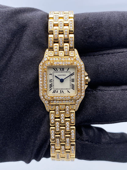 Cartier Panthere 866919 18K Yellow Gold & Diamond Ladies Watch Box Papers