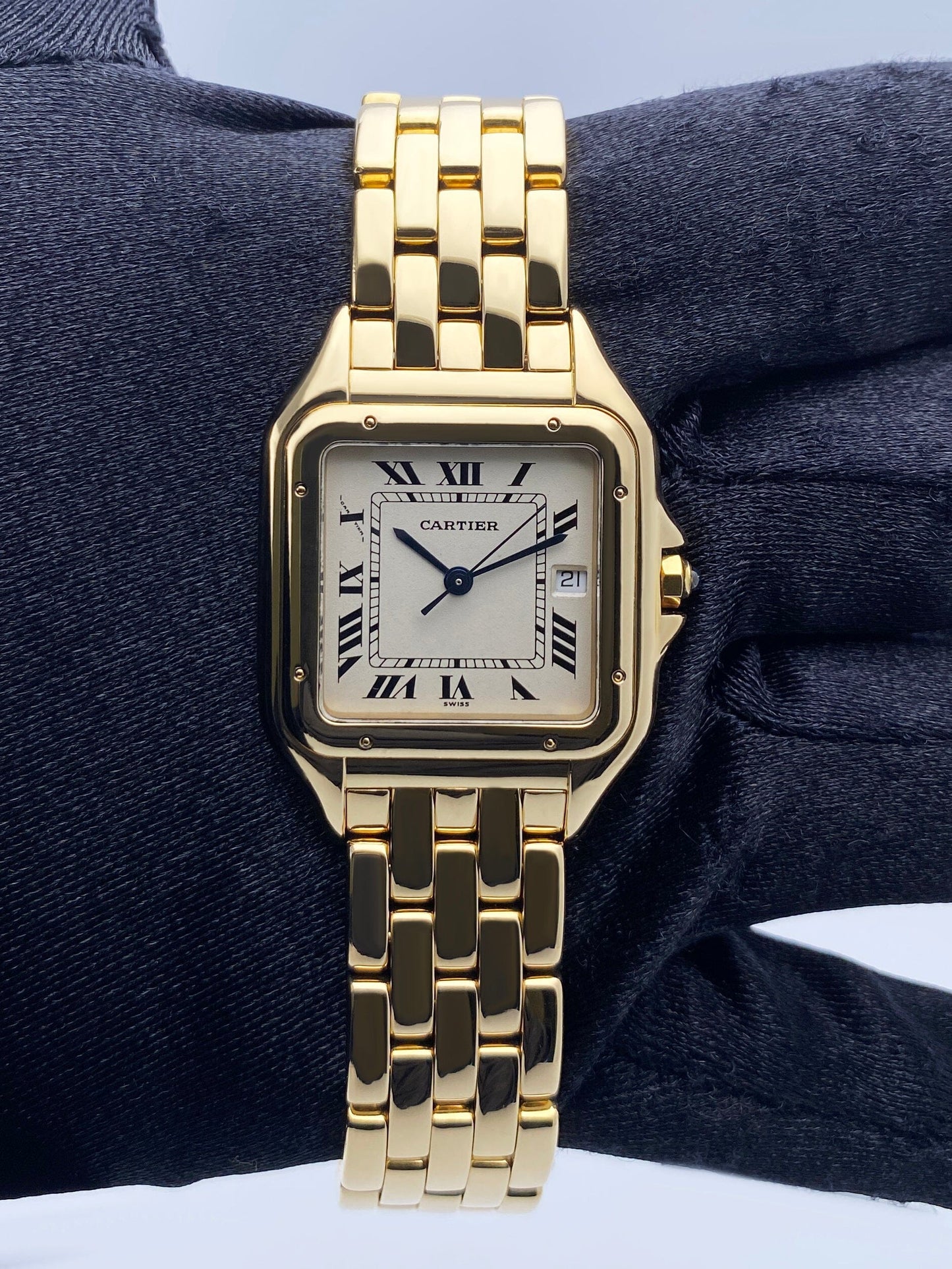 Cartier Panthere 887968 18K Yellow Gold Mens Watch Box Papers - Virtual
