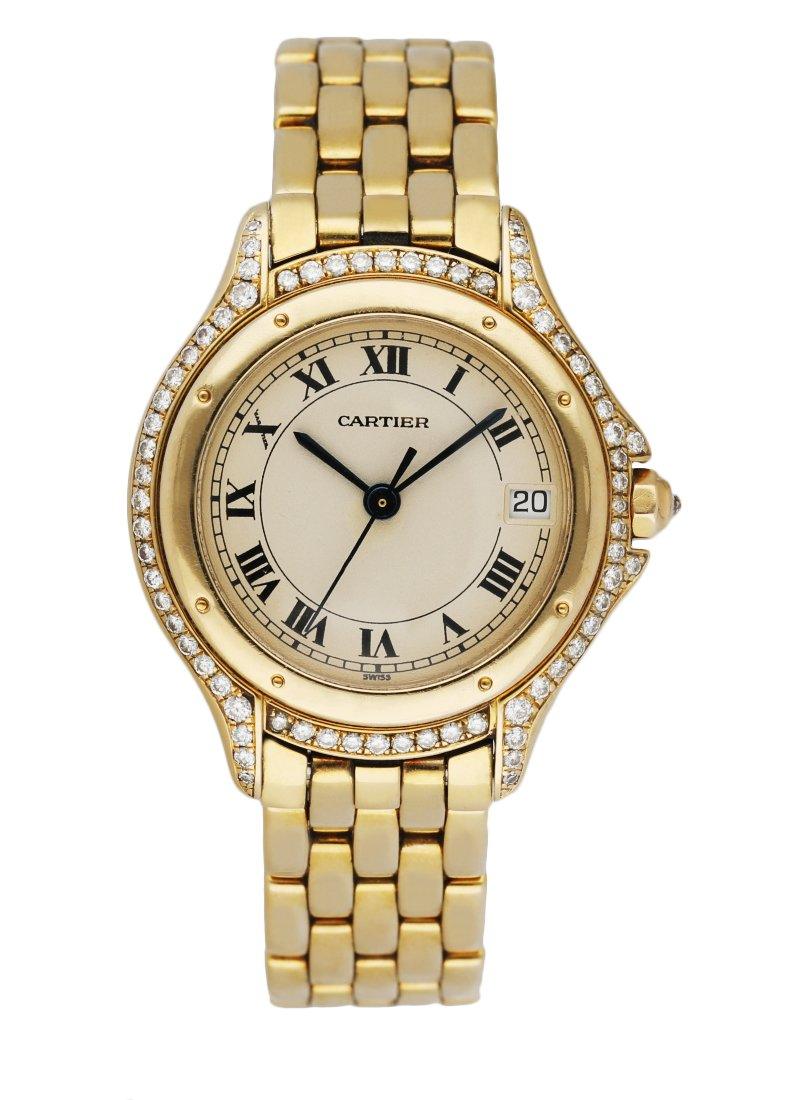 Cartier Panthere Cougar 887907 18K Yellow Gold & Diamond Ladies Watch - Wristwatch